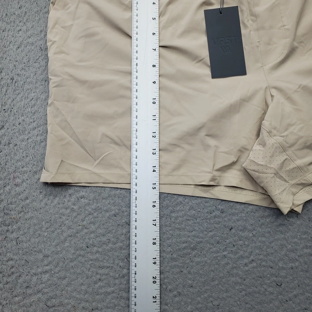 VRST Running Shorts Mens XXL Tan Lined Relaxed Fit Stretch Elastic Waist Pull On